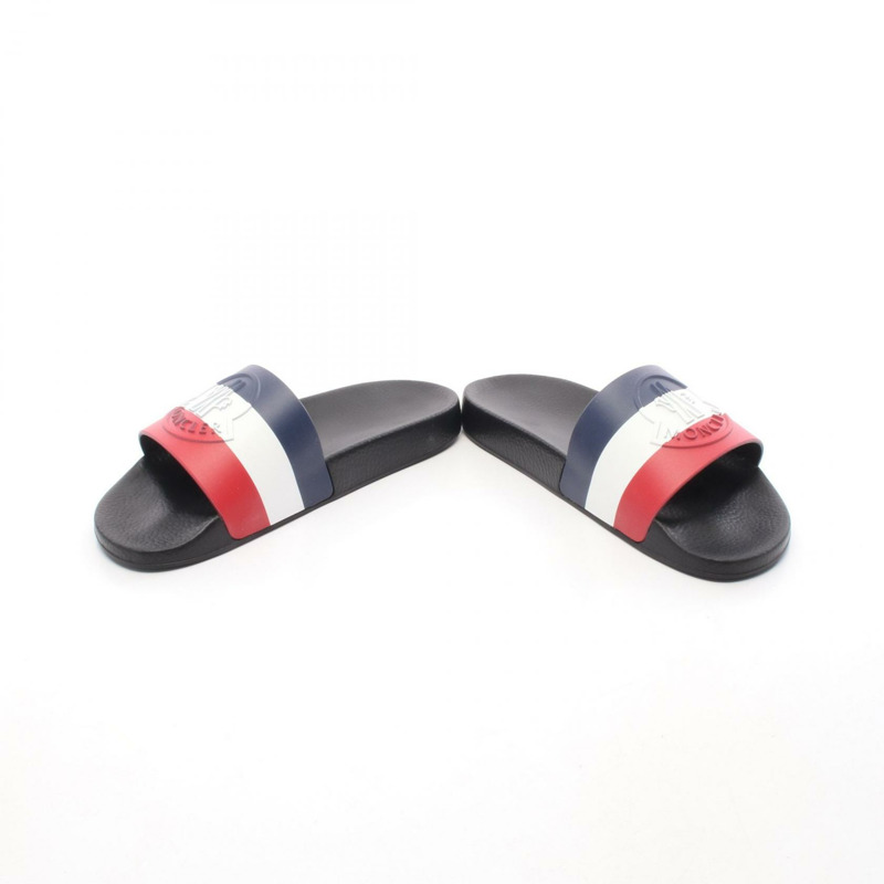 MONCLER BASILE 淋浴涼鞋 4C0002001A4999843 橡膠 海軍藍 紅色 全新 男款 #43-2