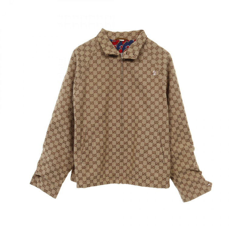 GUCCI GG 提花拉鍊外套 Blouson 棉質聚酯米色二手男款 #44-0