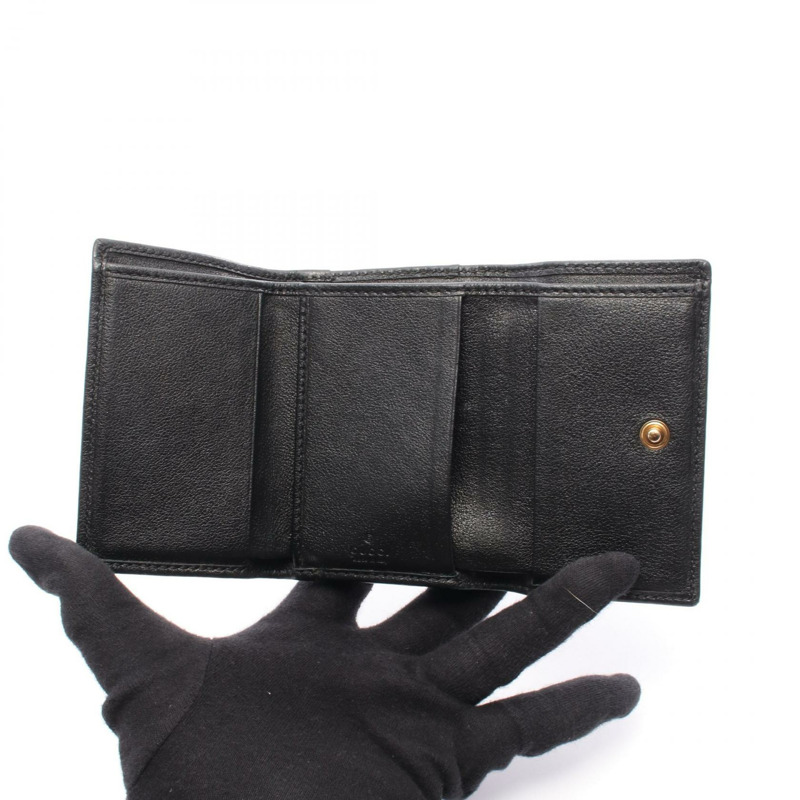GUCCI Diana Bamboo 三折皮夾 658633 皮革 黑色 二手 女士-2