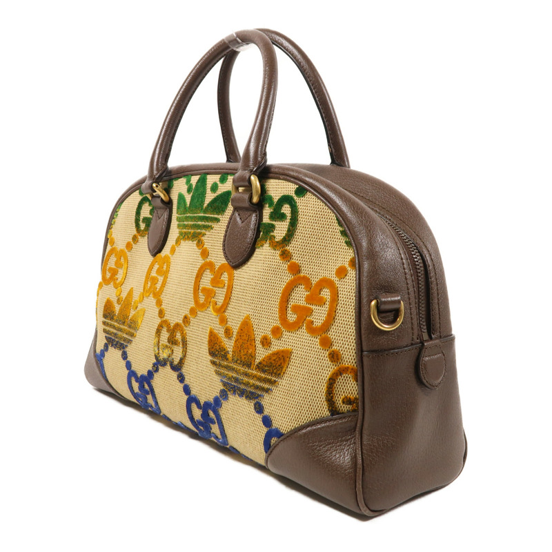 GUCCI 帆布Gucci X Adidas Boston Bag金扣肩背袋-2