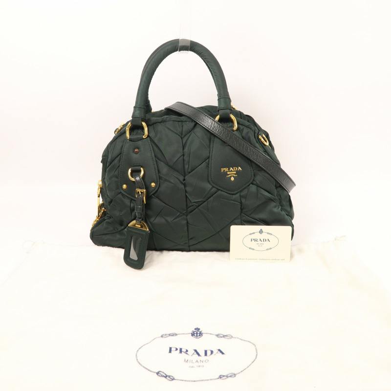 PRADA 尼龍Mini Boston金扣手挽肩背兩用袋-9