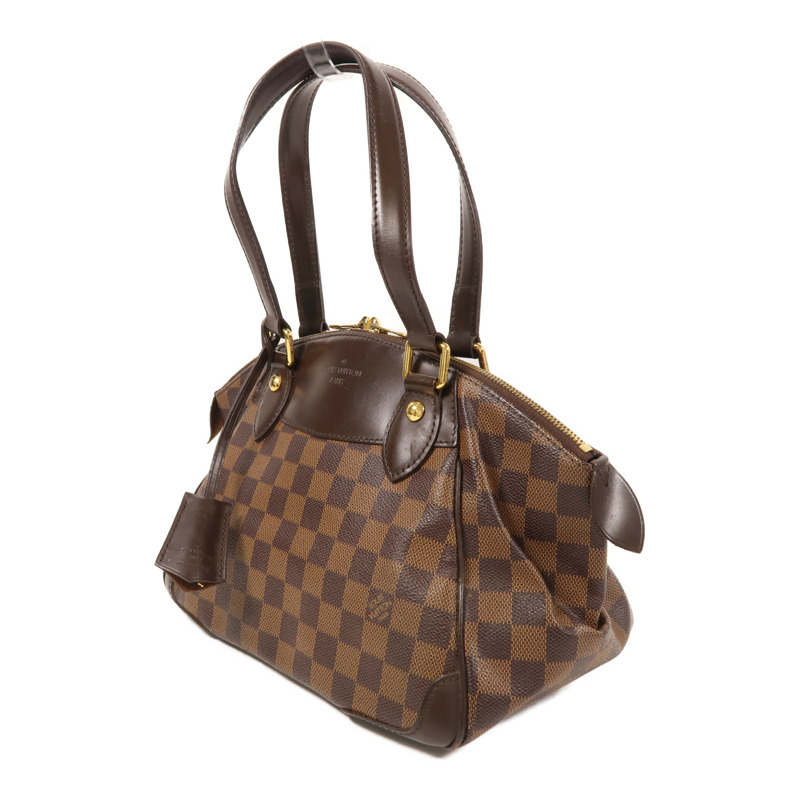 LOUIS VUITTON Damier Verona PM金扣肩背袋棕色-2
