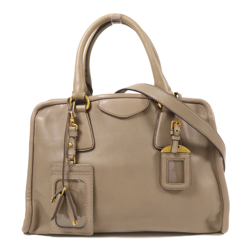 PRADA 牛皮皮革2 Way Shoulder金扣手挽肩背兩用袋-0