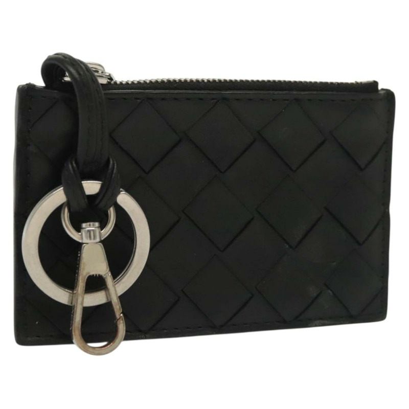 【日本直送】BOTTEGA VENETA INTRECCIATO 零皮夾皮革黑色銀色正品 138261-0