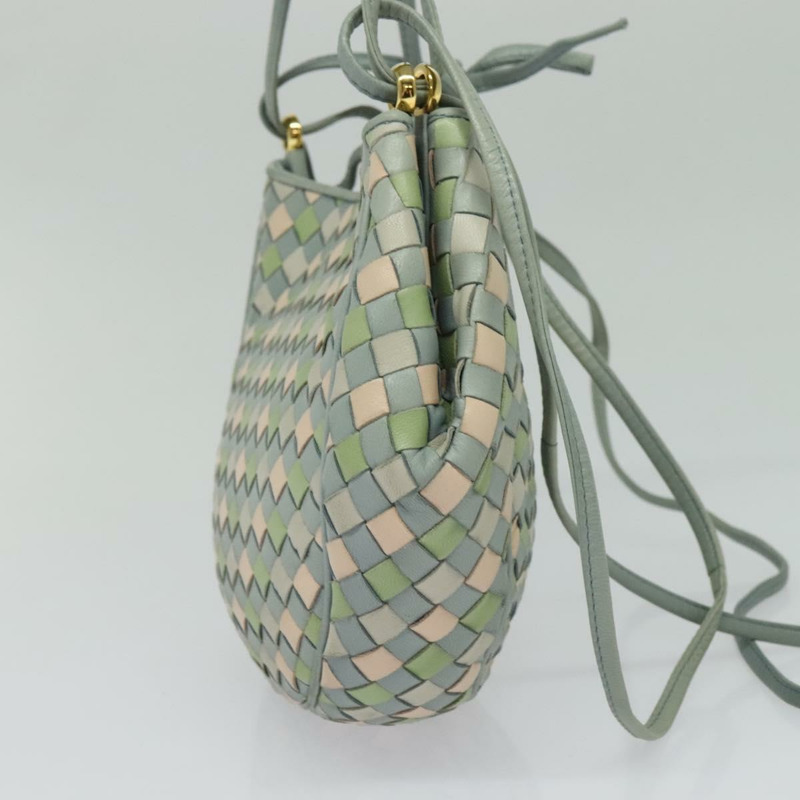 【日本直送】BOTTEGA VENETA INTRECCIATO 肩背包 皮革 淺藍 金色 正品 138829-2