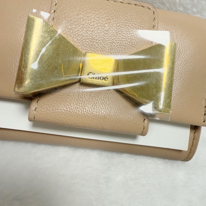 🎀全網最低價🎀Chloe蝴蝶結卡包零錢包（粉膚色）-7