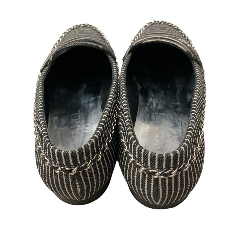 CHANEL 香奈兒 樂福鞋 黑白條紋 SIZE:EU37.5-2