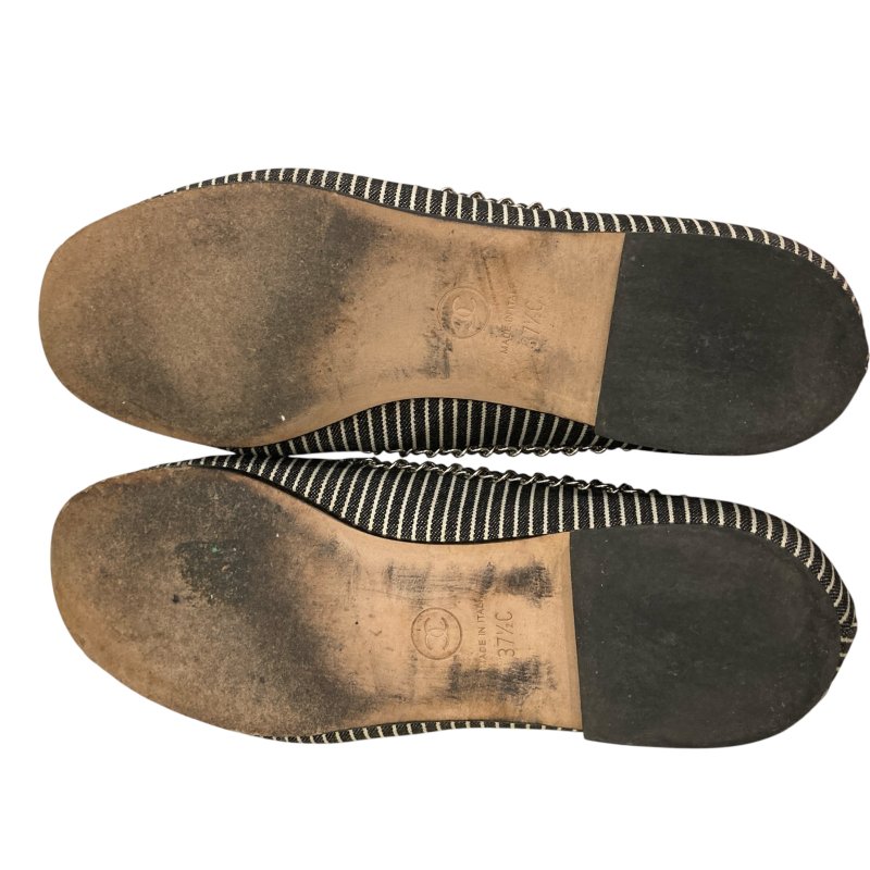 CHANEL 香奈兒 樂福鞋 黑白條紋 SIZE:EU37.5-7