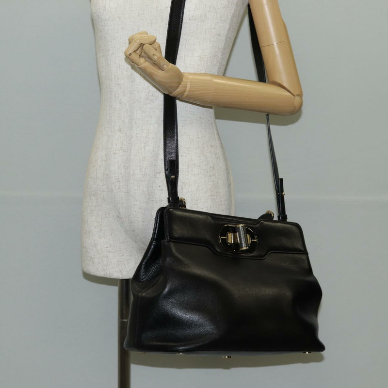 【日本直送】寶格麗手提包皮革兩用包黑金色正品 133425-25