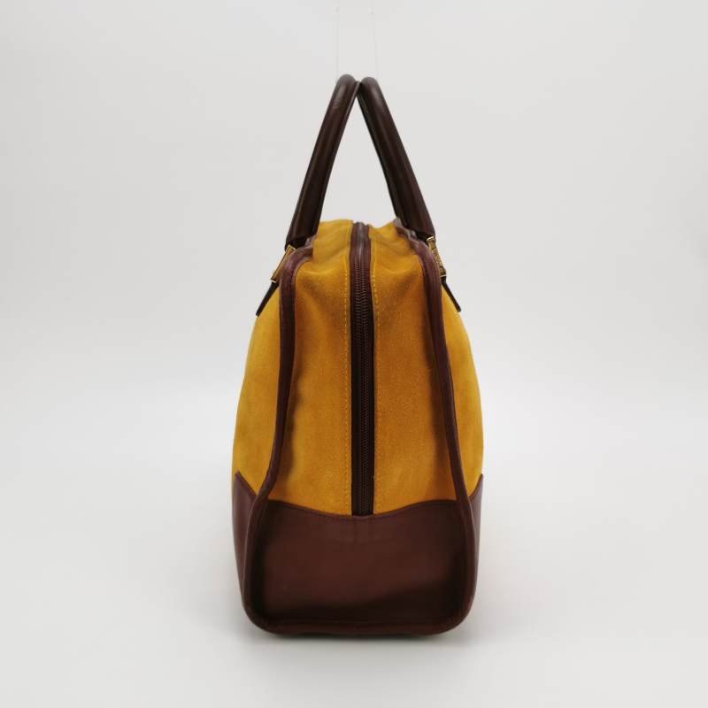 Loewe Amazona 牛皮 翻毛皮 拼色 加固 邊角 手提包-2