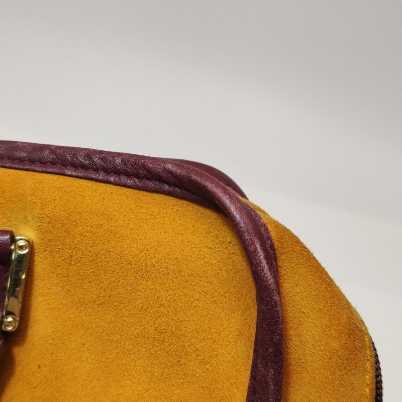 Loewe Amazona 牛皮 翻毛皮 拼色 加固 邊角 手提包-22