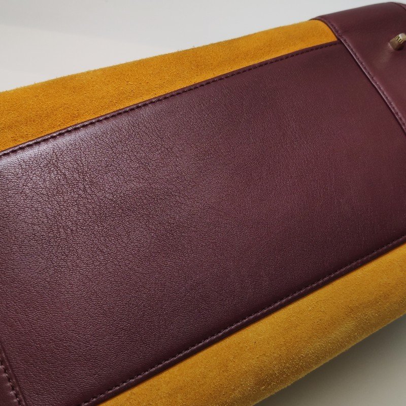 Loewe Amazona 牛皮 翻毛皮 拼色 加固 邊角 手提包-26