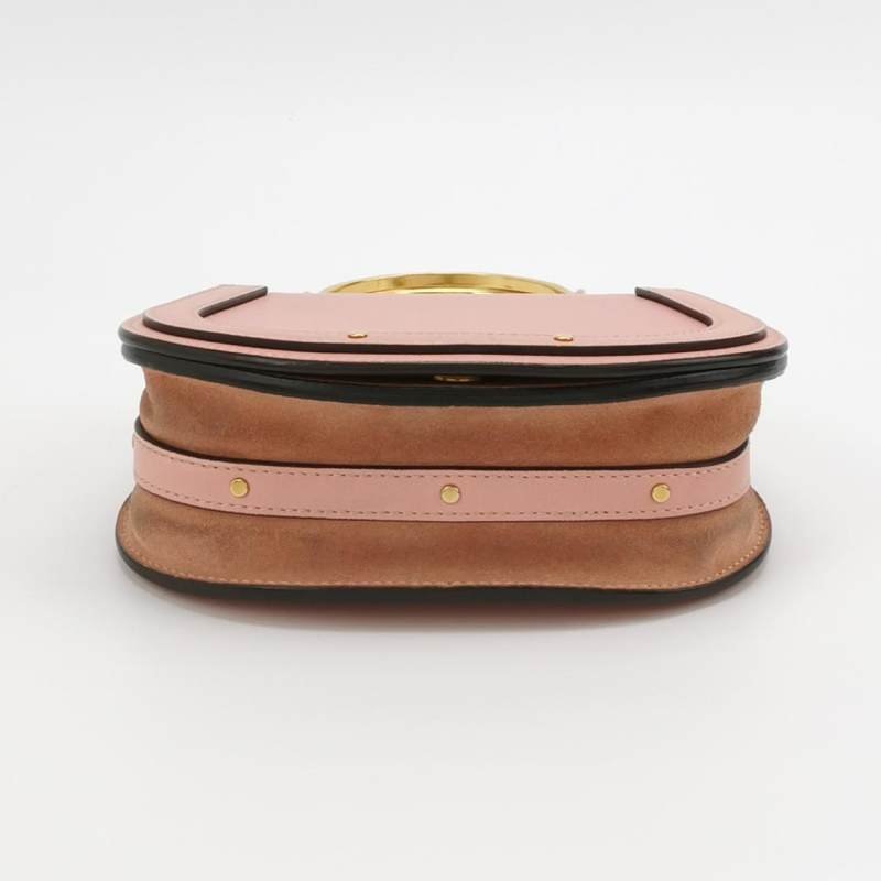 Chloe Nile 小號 牛皮 翻毛皮 純色 圓環 手柄 斜背包 單肩包-5