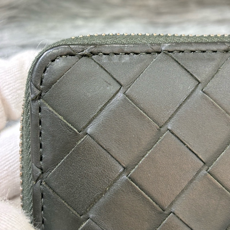 BOTTEGA VENETA BV 749726 橄欖綠色 小羊皮 編織 名片夾 零錢包 短夾 皮夾 零錢袋 信用卡包 超新-17