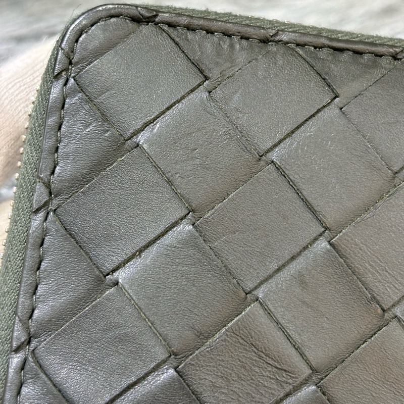 BOTTEGA VENETA BV 749726 橄欖綠色 小羊皮 編織 名片夾 零錢包 短夾 皮夾 零錢袋 信用卡包 超新-20