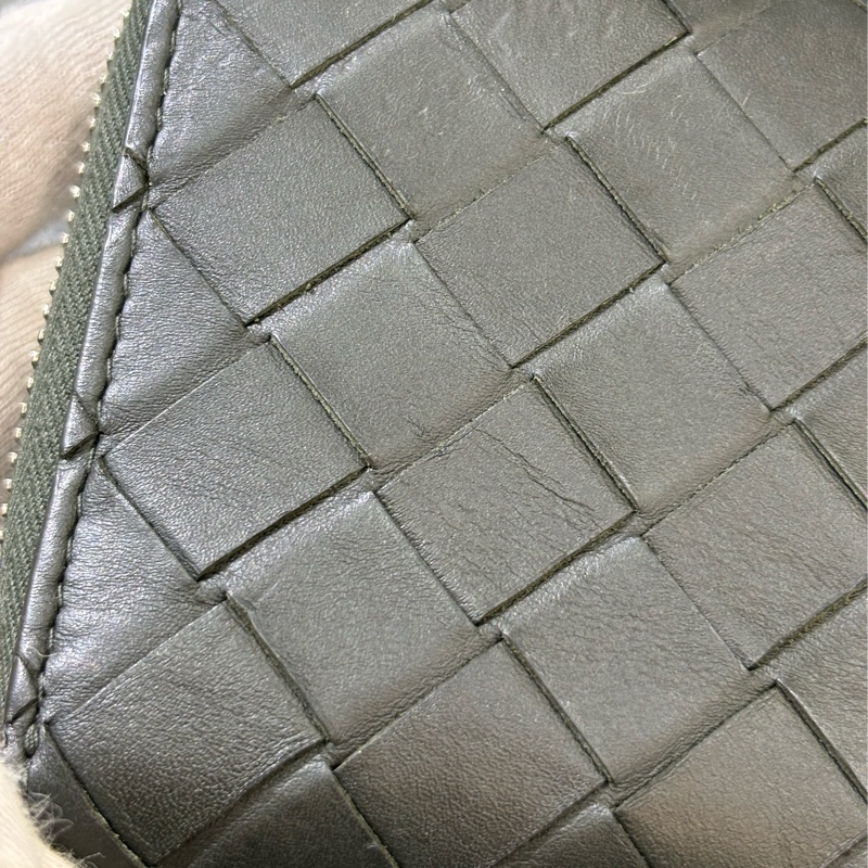 BOTTEGA VENETA BV 749726 橄欖綠色 小羊皮 編織 名片夾 零錢包 短夾 皮夾 零錢袋 信用卡包 超新-21