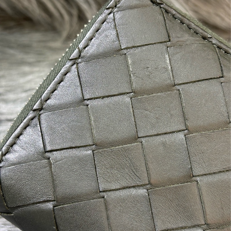 BOTTEGA VENETA BV 749726 橄欖綠色 小羊皮 編織 名片夾 零錢包 短夾 皮夾 零錢袋 信用卡包 超新-25