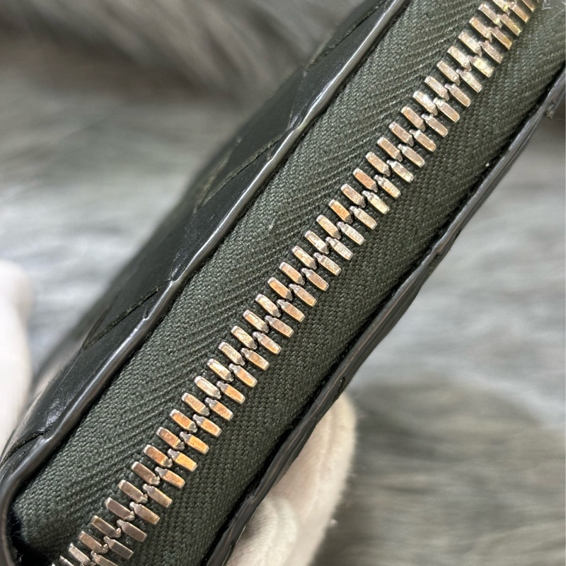 BOTTEGA VENETA BV 749726 橄欖綠色 小羊皮 編織 名片夾 零錢包 短夾 皮夾 零錢袋 信用卡包 超新-28