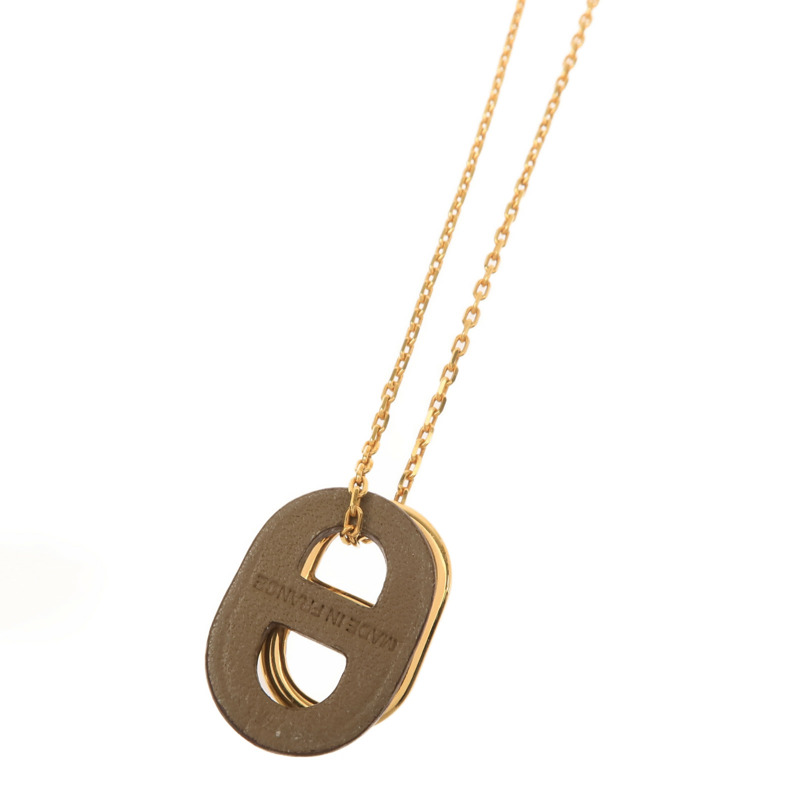 HERMES 金屬/皮革O Maillon Necklace項鍊-3