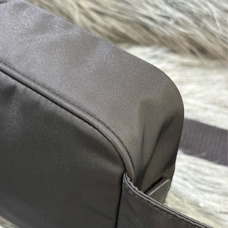 PRADA AVL977 黑色 帆布 前口袋 拉鍊 肩背包 胸口包 後背包 麻將包-13