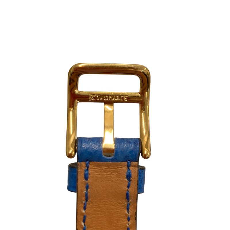 HERMES 愛馬仕 KE1.201 KELLY WATCH 不鏽鋼 鍍金 石英 電池式 白色錶盤 藍色錶帶 女錶-7