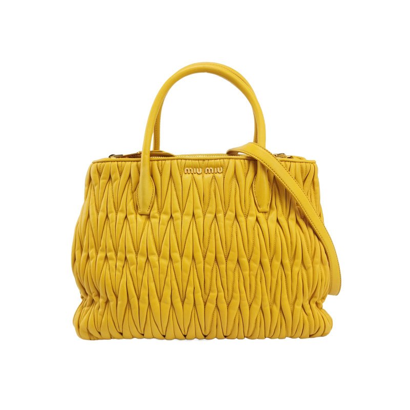 Miu Miu 羊皮 純色 字母 Logo 褶皺 單肩包-0