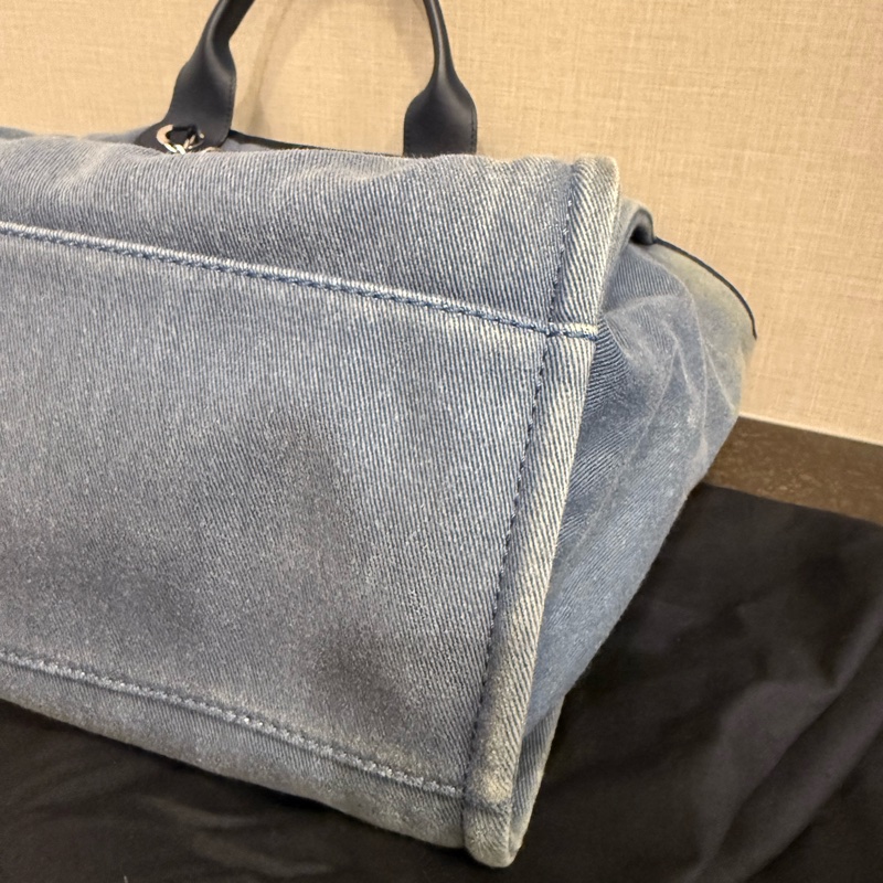 CHANEL香奈兒亮片仿舊大款手提/肩背沙灘包（藍色牛仔）-7