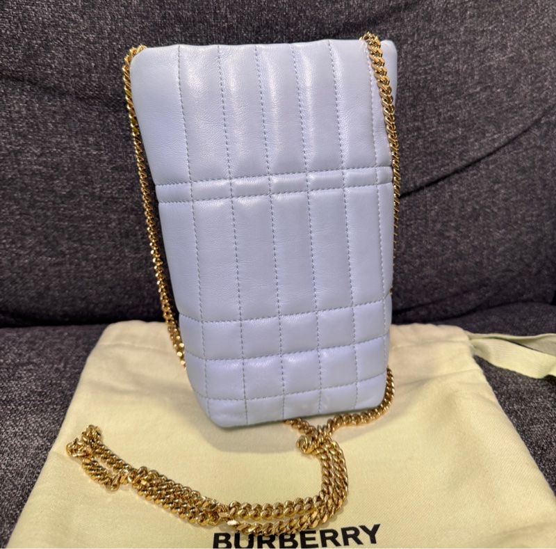 正品 BURBERRY 淡藍 MICRO LOLA 鍊包 手機包 薯條包 隨身包-1
