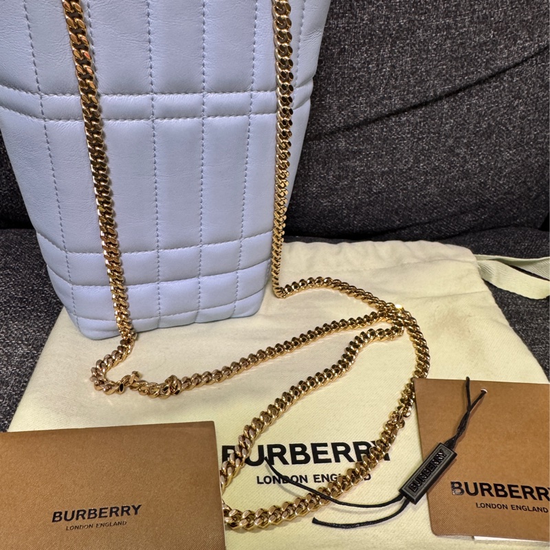 正品 BURBERRY 淡藍 MICRO LOLA 鍊包 手機包 薯條包 隨身包-13