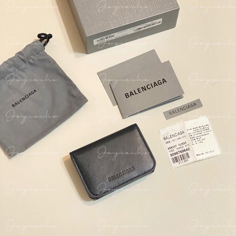 『全新閒置』balenciaga巴黎世家 壓印logo三折mini短夾-4