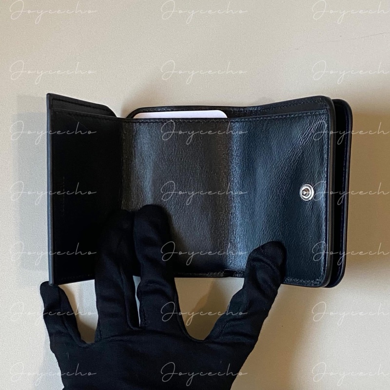 『全新閒置』balenciaga巴黎世家 壓印logo三折mini短夾-10