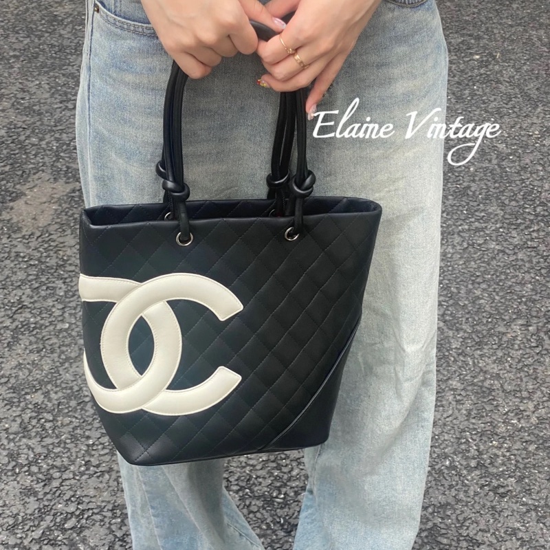 Chanel黑白康鹏菜籃子-34