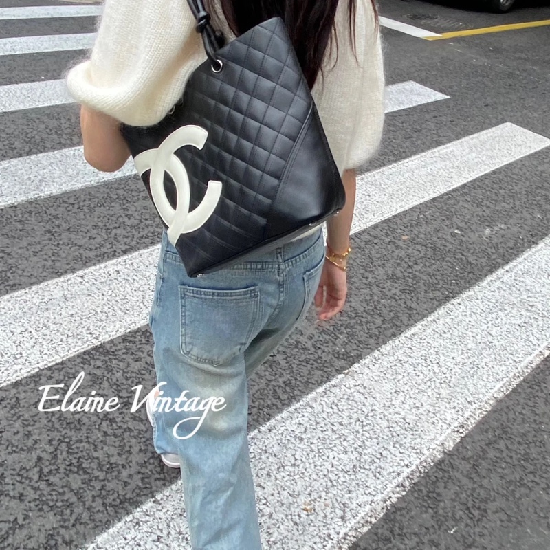 Chanel黑白康鹏菜籃子-35