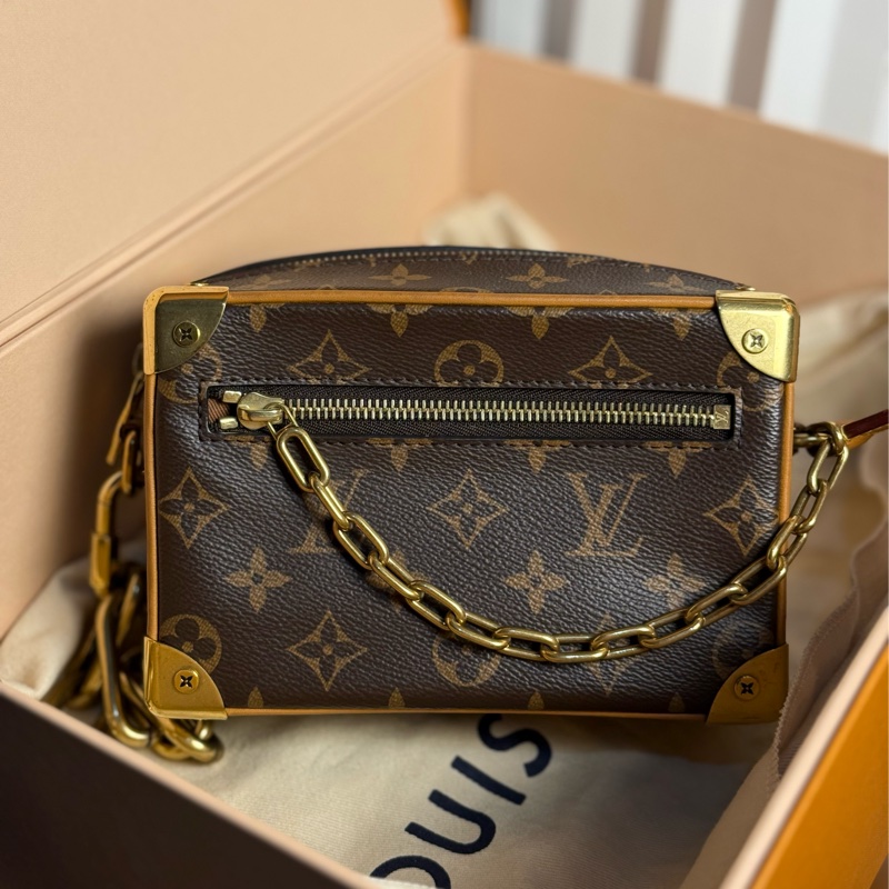 （台灣購證🇹🇼全配）LV 老花 mini soft trunk 盒子包✨金色走秀款-0
