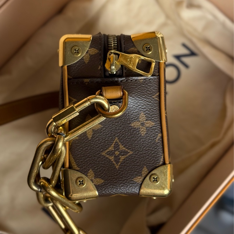（台灣購證🇹🇼全配）LV 老花 mini soft trunk 盒子包✨金色走秀款-4
