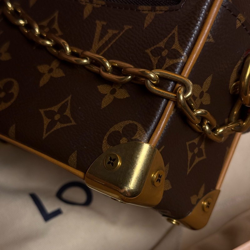 （台灣購證🇹🇼全配）LV 老花 mini soft trunk 盒子包✨金色走秀款-8