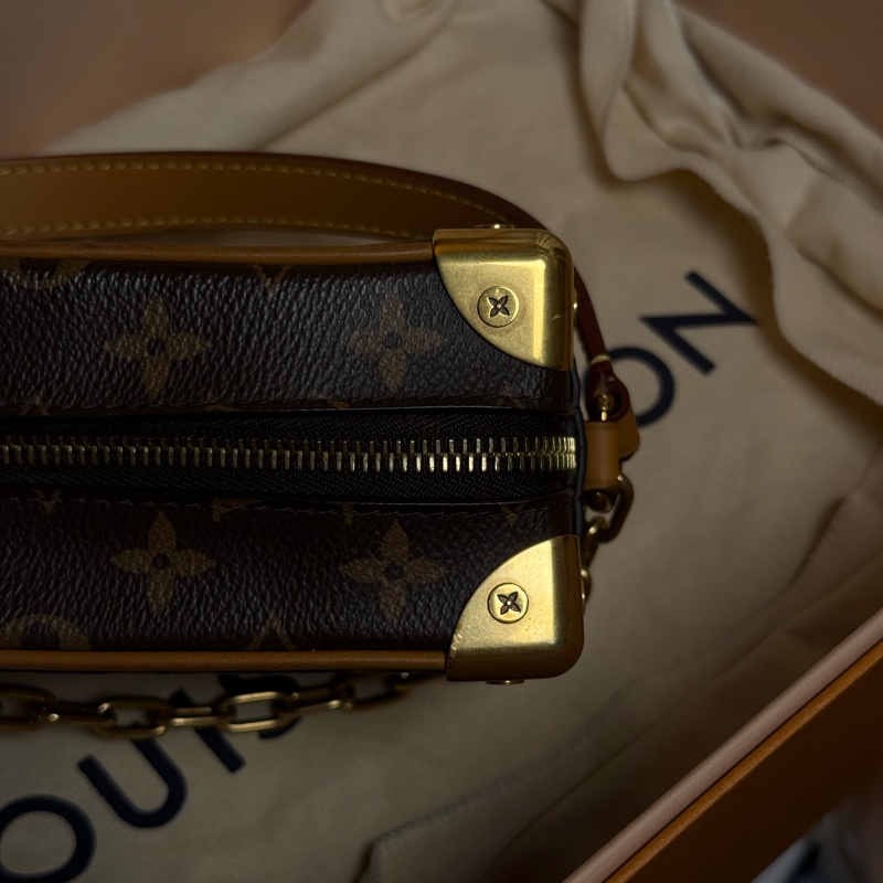 （台灣購證🇹🇼全配）LV 老花 mini soft trunk 盒子包✨金色走秀款-11