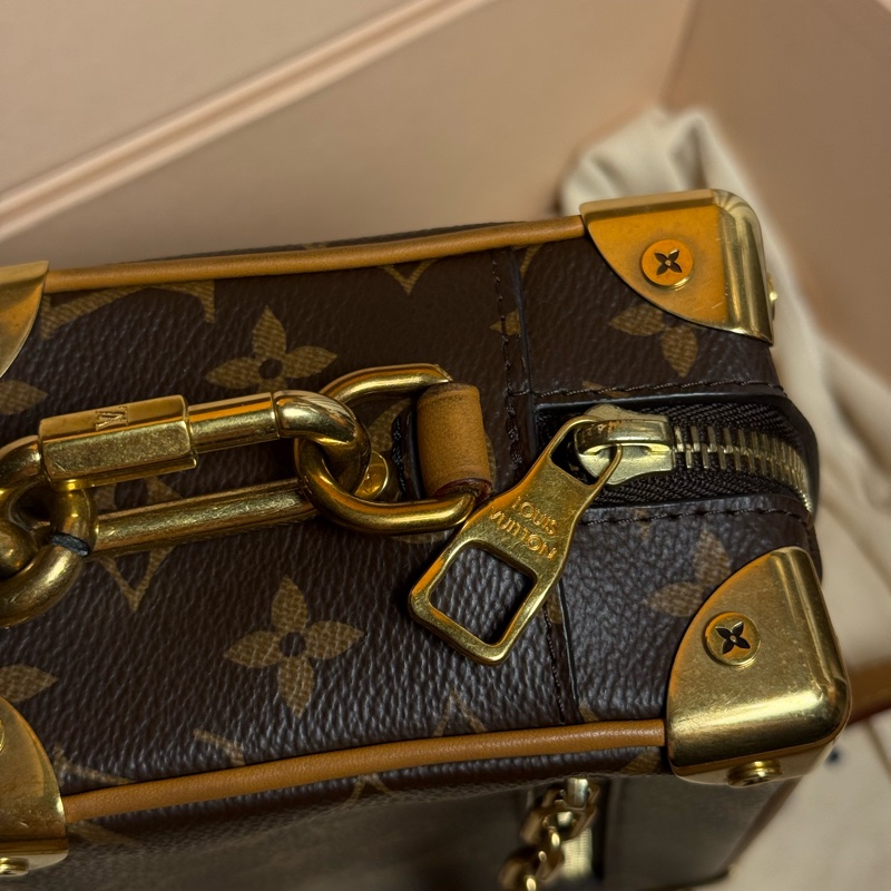 （台灣購證🇹🇼全配）LV 老花 mini soft trunk 盒子包✨金色走秀款-13