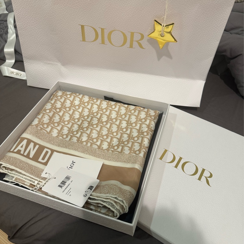 全新Dior 雙面方巾90x90 Dior Oblique Diortwin 90 方巾-0