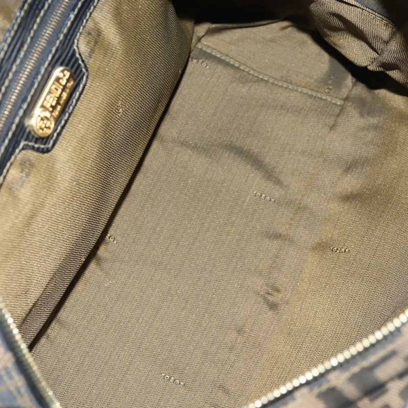 【日本直送】FENDI Zucca 帆布手提包 黑色 棕金色 正品 BA4615-9