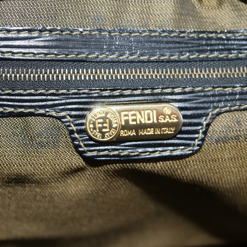 【日本直送】FENDI Zucca 帆布手提包 黑色 棕金色 正品 BA4615-19