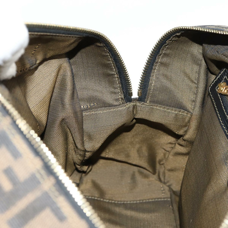 【日本直送】FENDI Zucca 帆布手提包 黑色 棕金色 正品 BA4615-21