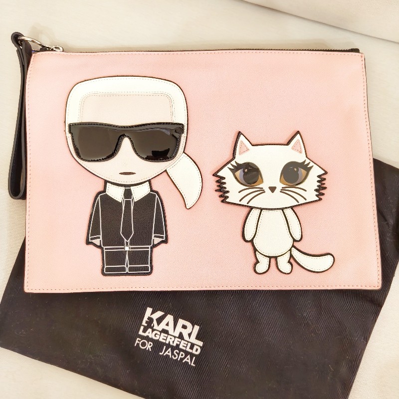 🎀KARL LAGERFELD 卡爾 KL  老佛爺&貓咪手拿包-5