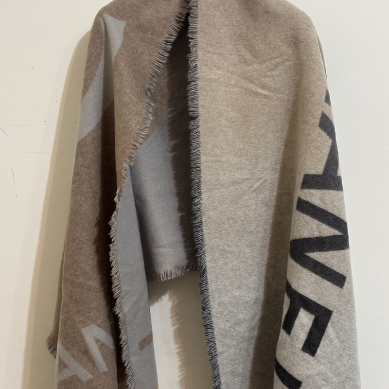 『全新』Chanel 雙C LOGO雙面漸層灰棕漸層羊絨圍巾-7