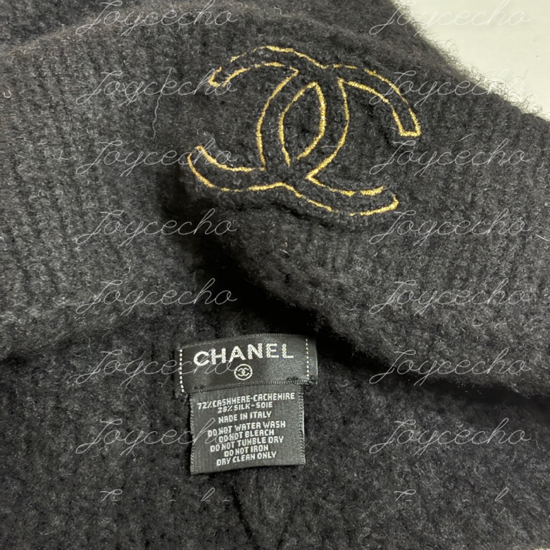 『二手閒置』Chanel 黑金邊低調毛帽-5