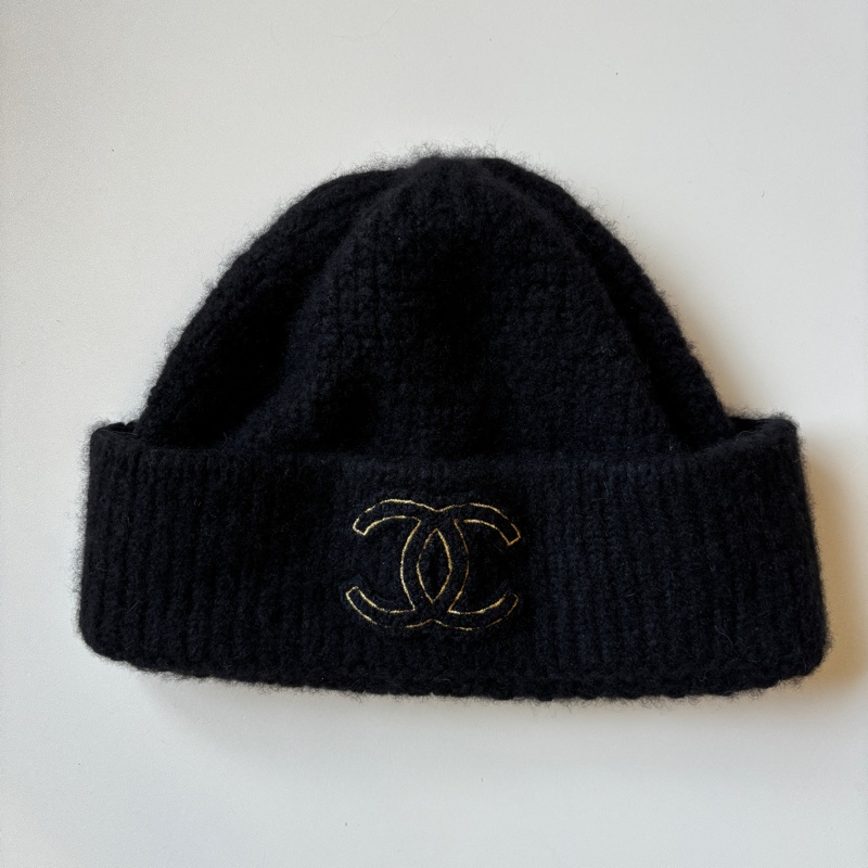 『二手閒置』Chanel 黑金邊低調毛帽-10