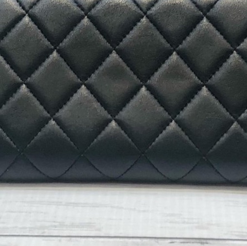 Chanel 小香AP0242 黑色羊皮 菱格紋 銀扣 ㄇ拉長夾 *# 這價格必買 8新  尺寸 (公分) 10.5x19.5x2CM-7