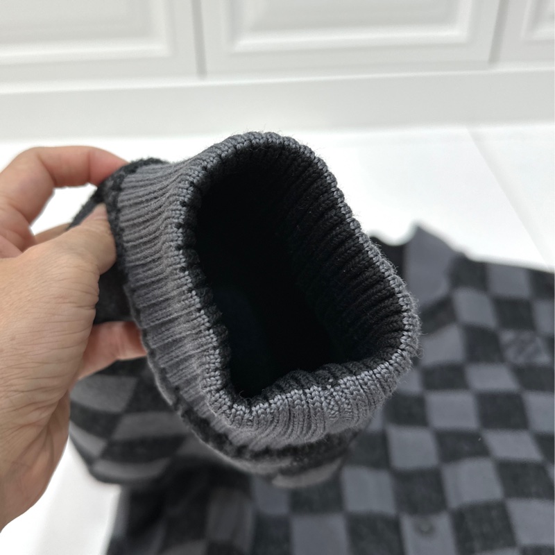Louis Vuitton LV 黑灰 棋盤格 雙面穿 绵羊毛 夾克 外套 棒球外套-7