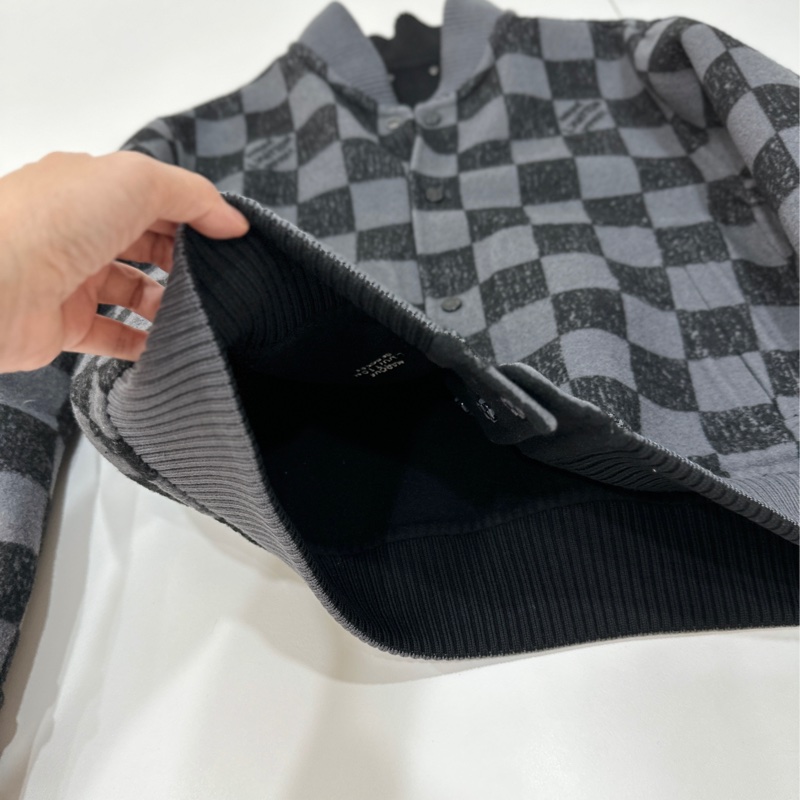 Louis Vuitton LV 黑灰 棋盤格 雙面穿 绵羊毛 夾克 外套 棒球外套-8