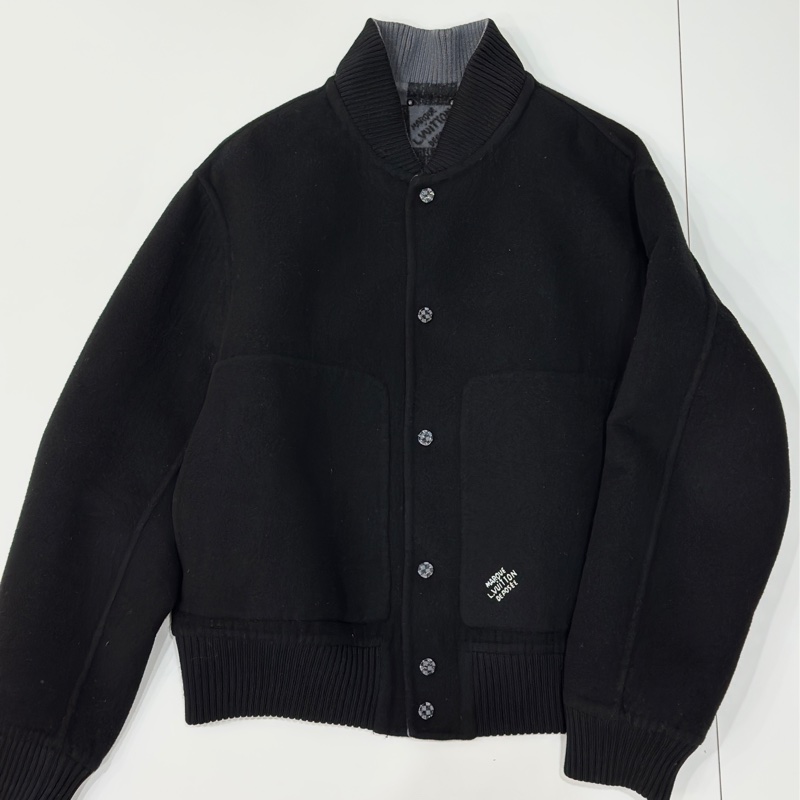 Louis Vuitton LV 黑灰 棋盤格 雙面穿 绵羊毛 夾克 外套 棒球外套-18